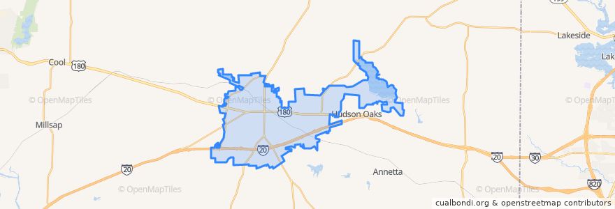 Mapa de ubicacion de Weatherford.