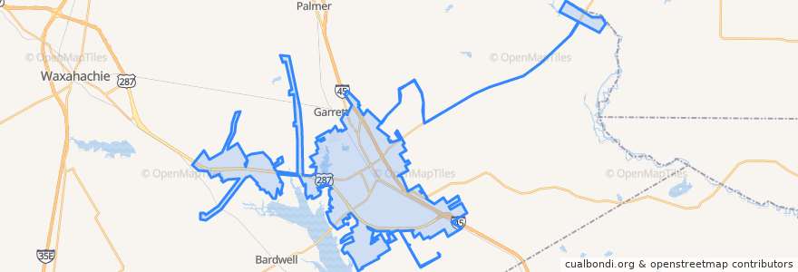 Mapa de ubicacion de Ennis.