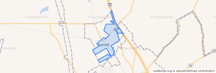 Mapa de ubicacion de Garrett.