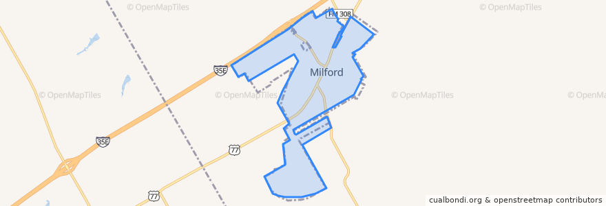 Mapa de ubicacion de Milford.