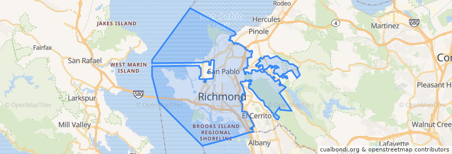 Mapa de ubicacion de Richmond.