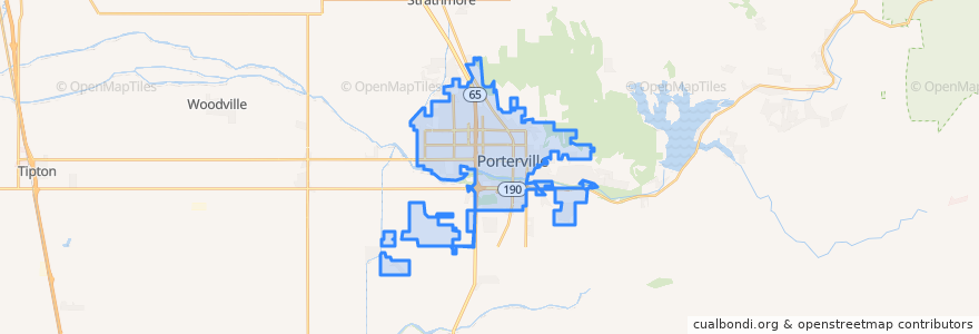 Mapa de ubicacion de Porterville.