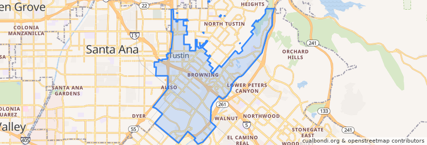 Mapa de ubicacion de Tustin.