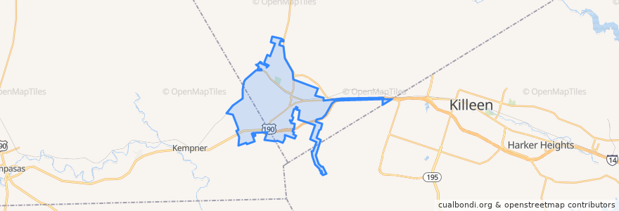 Mapa de ubicacion de Copperas Cove.