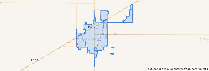 Mapa de ubicacion de Perryton.