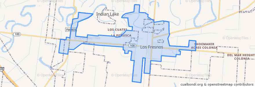 Mapa de ubicacion de Los Fresnos.