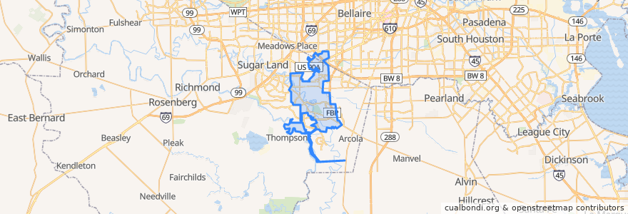 Mapa de ubicacion de Missouri City.