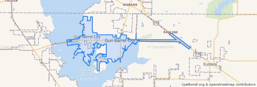 Mapa de ubicacion de Gun Barrel City.