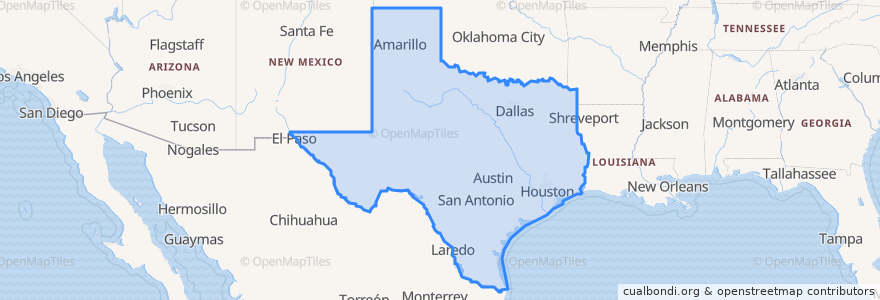 Mapa de ubicacion de Texas.