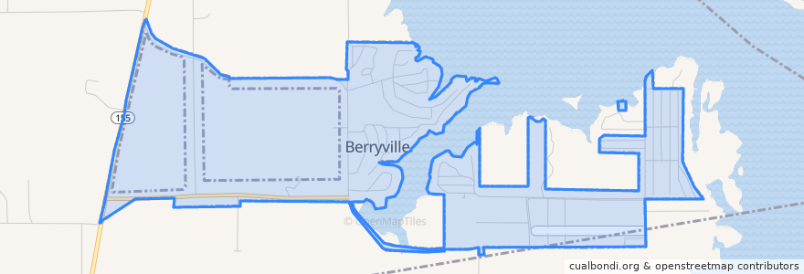 Mapa de ubicacion de Berryville.