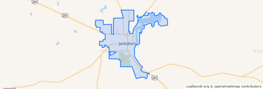 Mapa de ubicacion de Jacksboro.