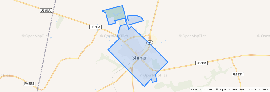 Mapa de ubicacion de Shiner.