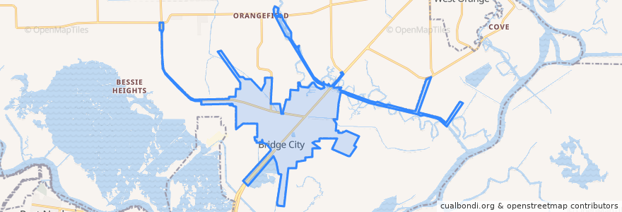 Mapa de ubicacion de Bridge City.