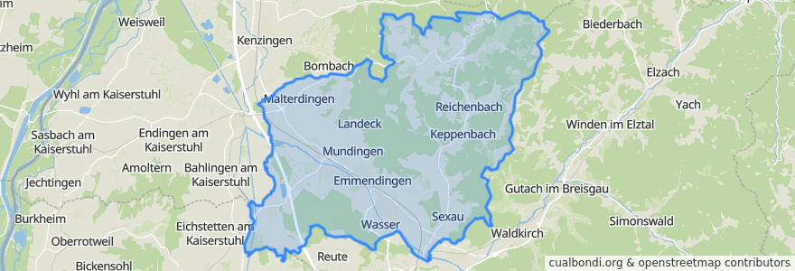 Mapa de ubicacion de VVG der Stadt Emmendingen.