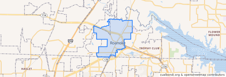 Mapa de ubicacion de Roanoke.