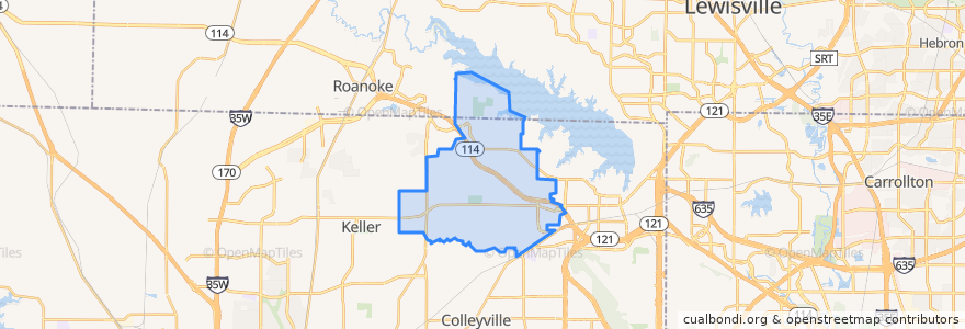Mapa de ubicacion de Southlake.