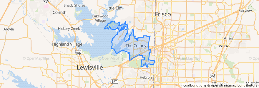 Mapa de ubicacion de The Colony.