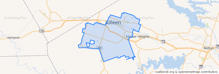 Mapa de ubicacion de Killeen.