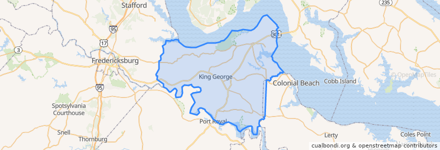 Mapa de ubicacion de King George County.