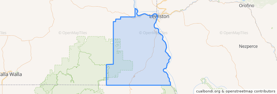 Mapa de ubicacion de Asotin County.