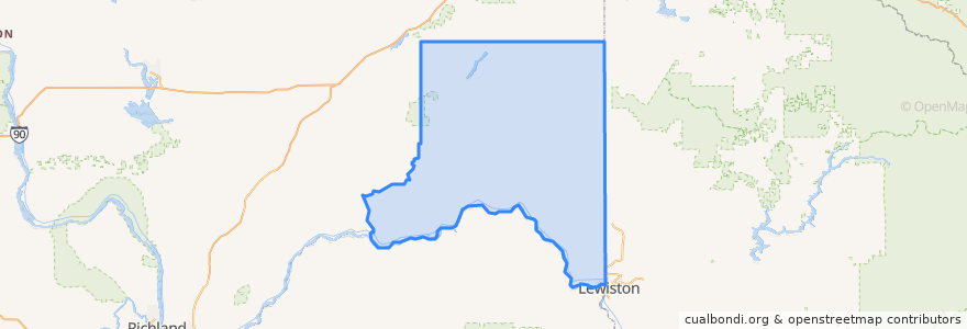 Mapa de ubicacion de Whitman County.