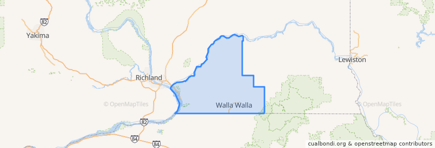 Mapa de ubicacion de Walla Walla County.