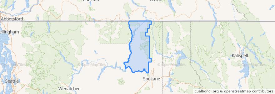 Mapa de ubicacion de Stevens County.