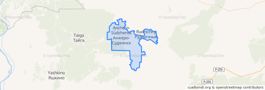 Mapa de ubicacion de Анжеро-Судженский городской округ.