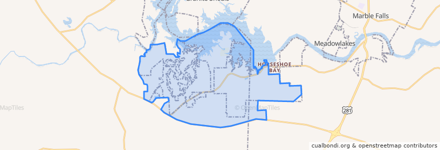 Mapa de ubicacion de Horseshoe Bay.