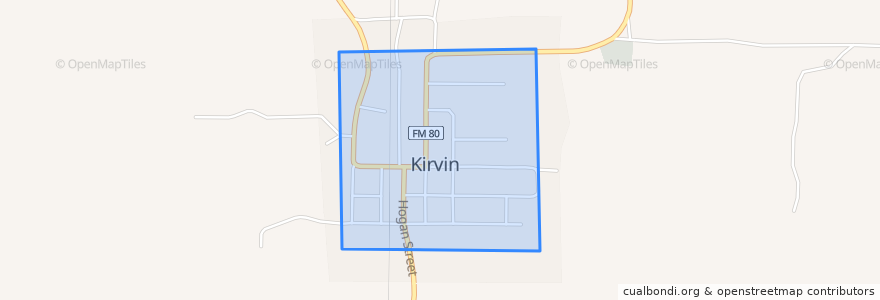 Mapa de ubicacion de Kirvin.