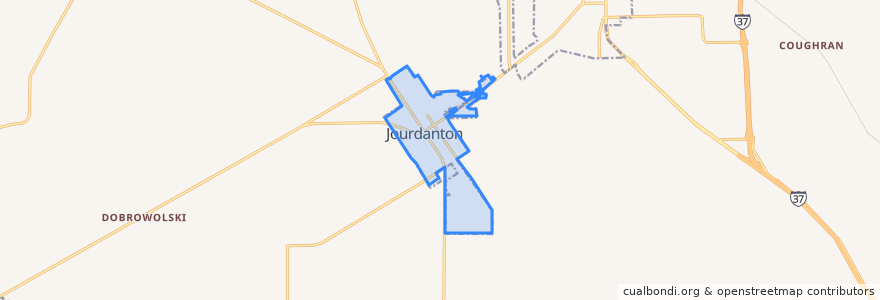 Mapa de ubicacion de Jourdanton.