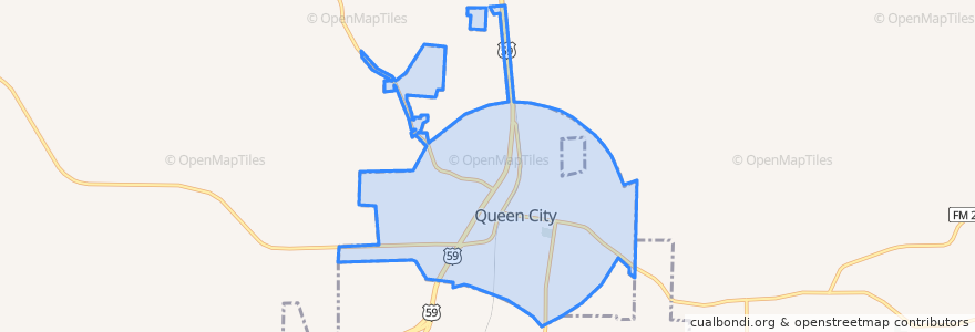 Mapa de ubicacion de Queen City.