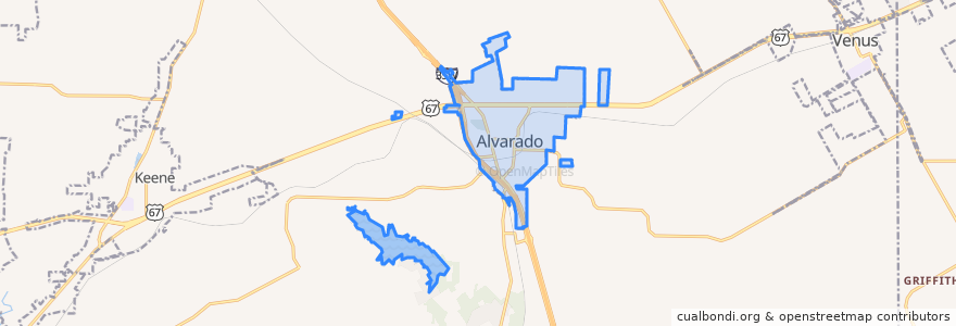 Mapa de ubicacion de Alvarado.