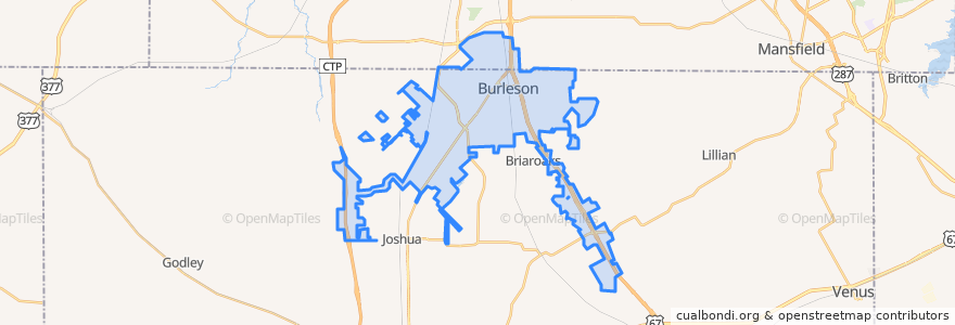Mapa de ubicacion de Burleson.