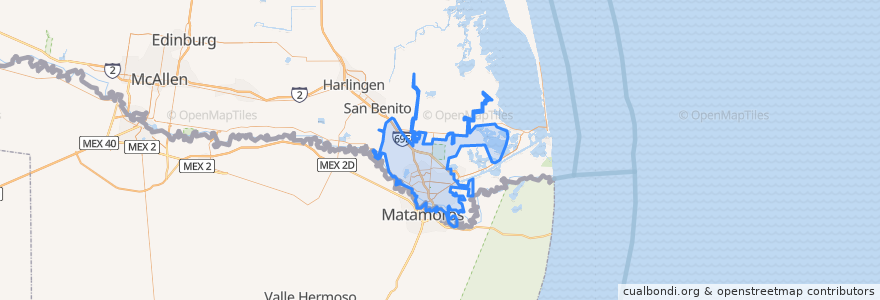 Mapa de ubicacion de Brownsville.