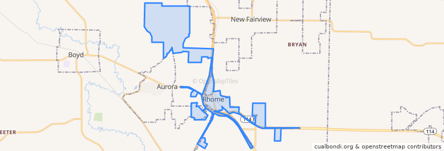 Mapa de ubicacion de Rhome.
