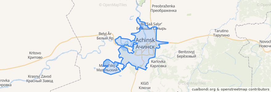 Mapa de ubicacion de городской округ Ачинск.