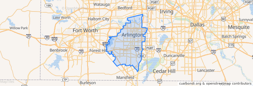 Mapa de ubicacion de Arlington.