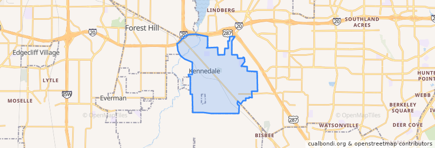 Mapa de ubicacion de Kennedale.