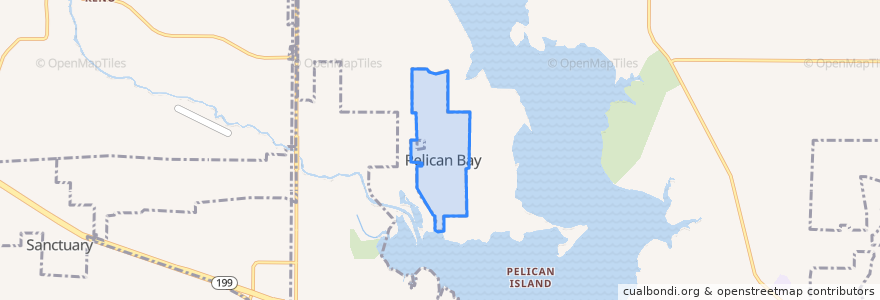 Mapa de ubicacion de Pelican Bay.