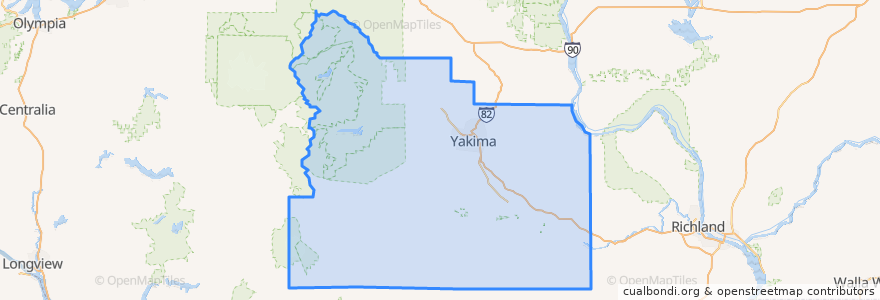 Mapa de ubicacion de Yakima County.