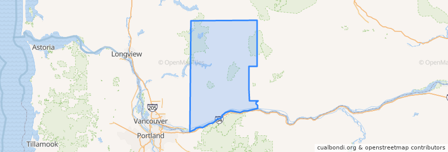 Mapa de ubicacion de Skamania County.
