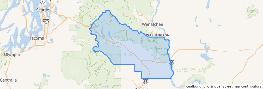 Mapa de ubicacion de Kittitas County.