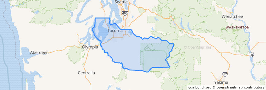 Mapa de ubicacion de Pierce County.