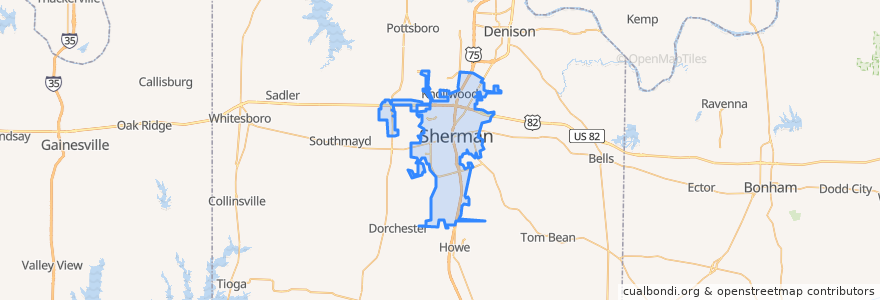 Mapa de ubicacion de Sherman.