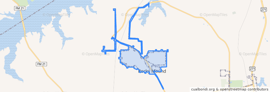 Mapa de ubicacion de Rocky Mound.