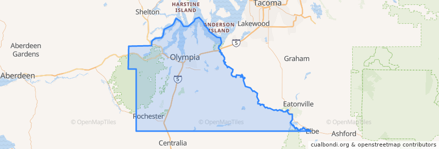 Mapa de ubicacion de Thurston County.