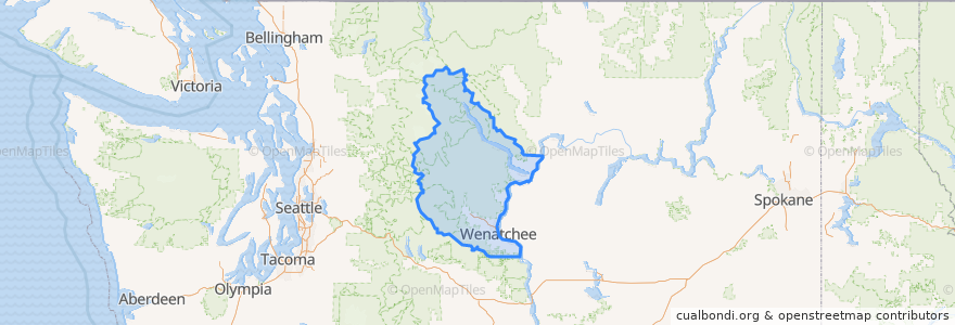 Mapa de ubicacion de Chelan County.