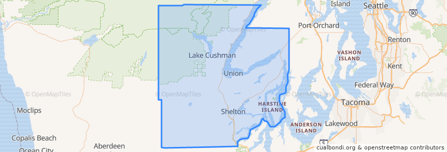 Mapa de ubicacion de Mason County.