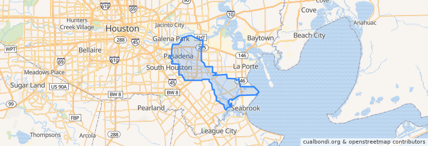 Mapa de ubicacion de Pasadena.